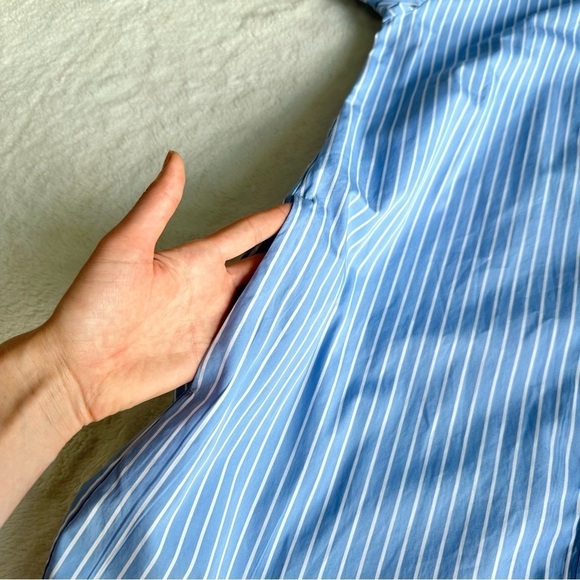 Another Tomorrow Cotton Stripped Blue White Belted Shirt Dress IT 40 US S (4) - Picture 8 of 14